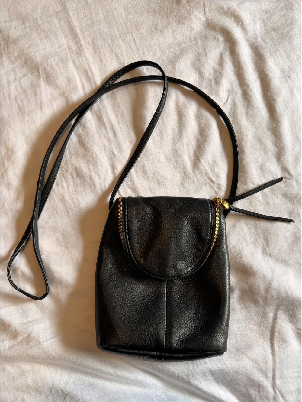 Hobo 100% genuine leather small black crossbody bag gold hardware cotton lining